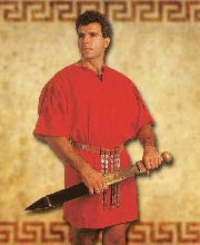 Red Cotton Roman Tunic. Windlass